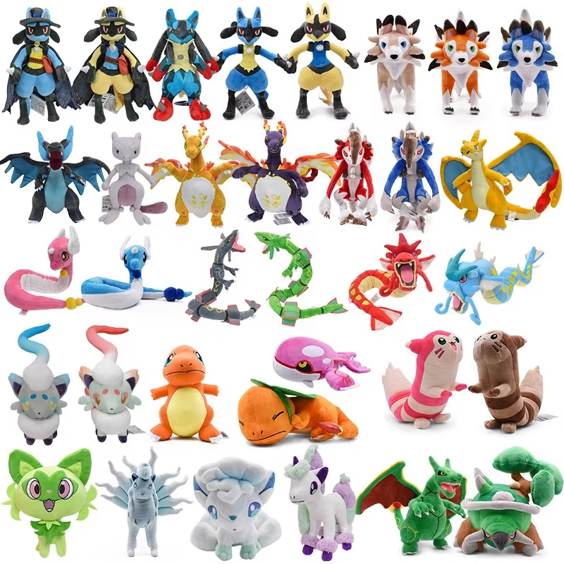 High quality cute cartoon Pok é mon plush toys, classic anime Pok é mon plush toys, soft plush toys with labels