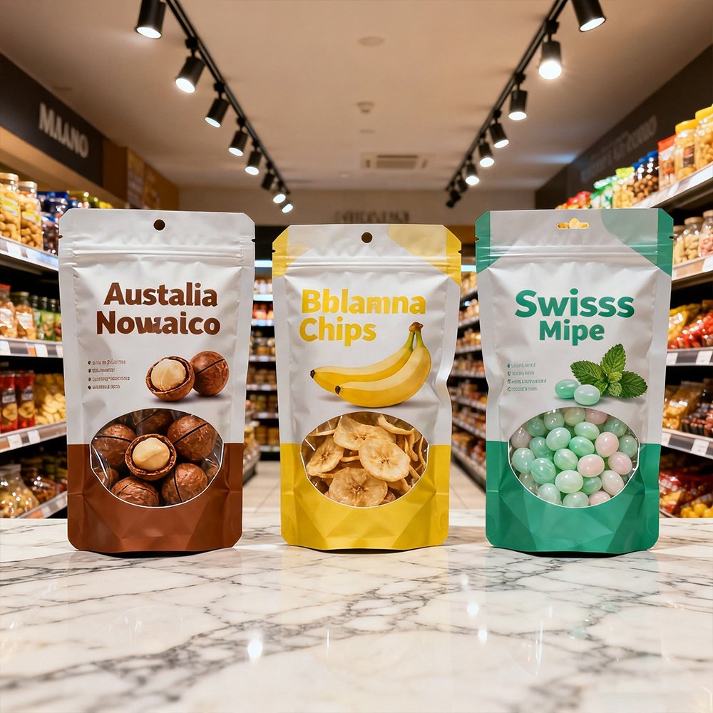 Customized logo packaging, polyester film bag printing, resealable zipper, plastic film, dry food, snacks, candy packaging bag