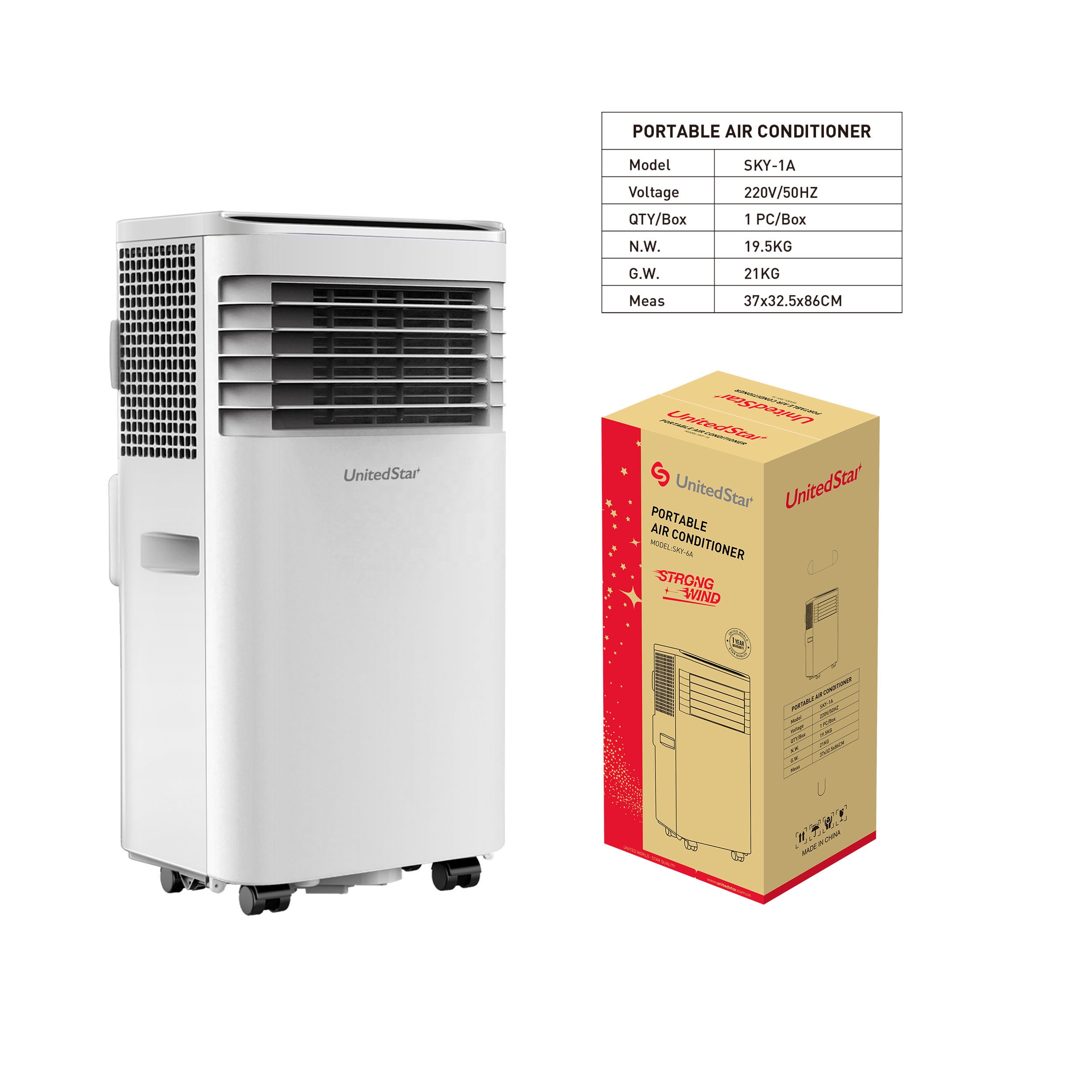 Factory price Unitedstar portable air conditioner with cold air capacity of 7000 Btu, electric intelligent small air conditioner mobile