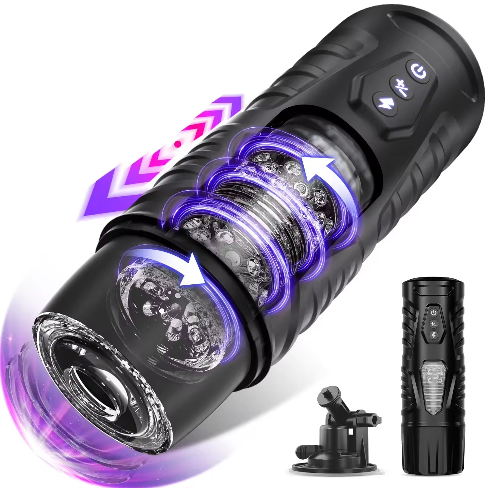 Pocket cat caresser, male penis sex machine, adult toy, thrust rotating automatic male masturbation device with suction base