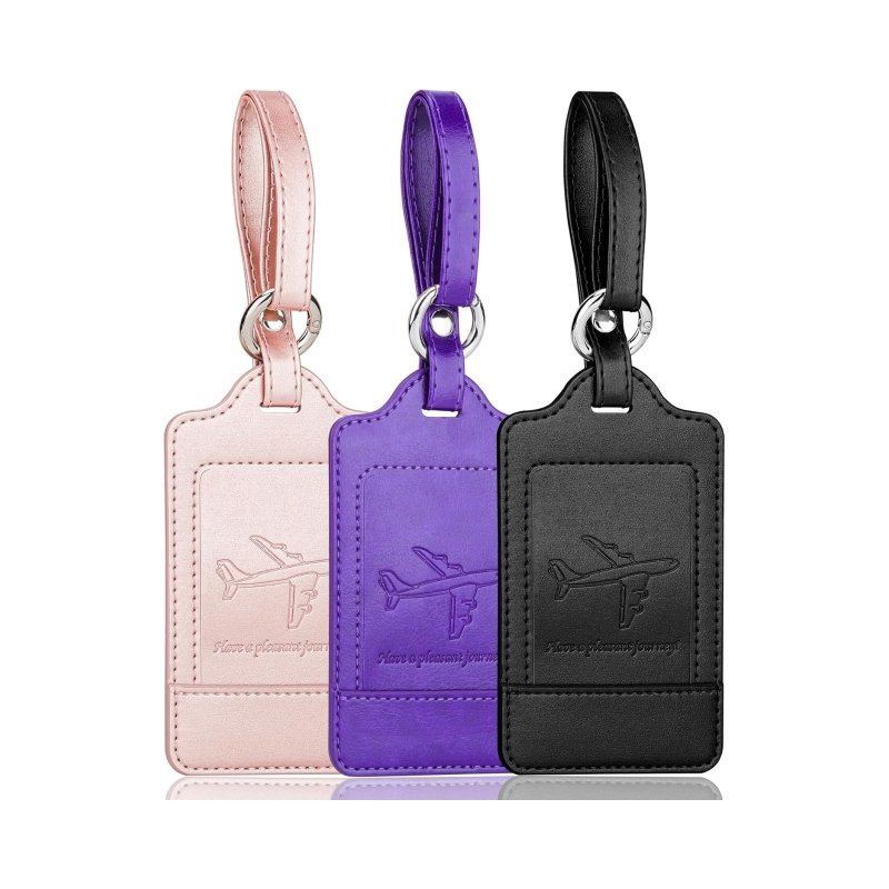 Fashion custom colored PU leather luggage tag named luggage bag tag, privacy protection bag tag, travel essentials
