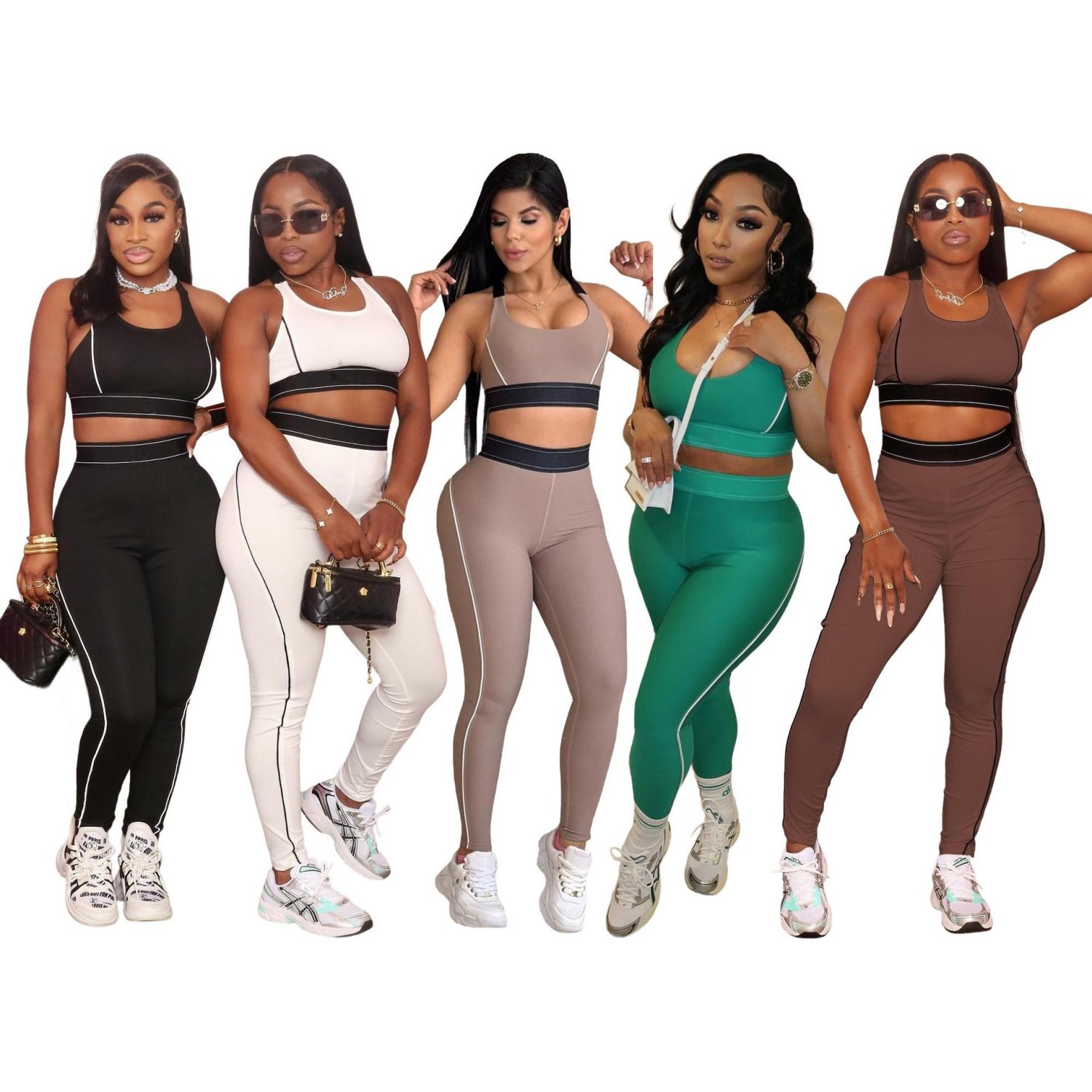 Q6274 Breathable High Support Sleeveless Push Up Exercise Tank Top, High Waist, Hip Lifting, and Abdominal Control Fitness Set, High Quality